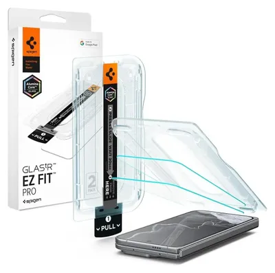 Zdjęcie produktu dla Spigen GLAS.tR EZ Fit Pro, Google, Pixel 11 Pro Fold, odporny na zabrudzenia, odporny na kurz, odporny na zarysowania, bez pęknięć, przezroczysty, 2 sztuki
