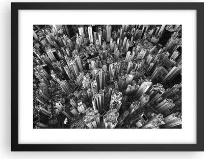 Produktbild von Gerahmtes Poster - Schwarzer Rahmen - Wolkenkratzer mit Berge - 40x30 cm - Wand Bild - Wanddeko - Wandbilder - Kunstposter - Wandposter - Bilderrahmen - Bilder - Kunstdruck - P2BAA40x30-4453