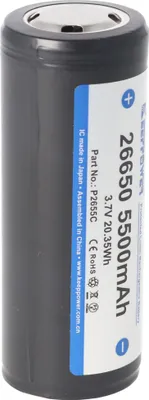 Produktbild von Keeppower 26650 Li-Ion Akku 5500mAh, 3,6V bis 3,7V, Maße 69,9x26,5mm PCB geschützt