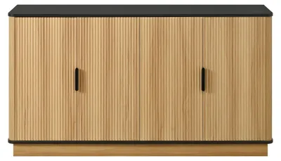 Produktbild von Buffet mit Holzoptik, 4 Türen, modernem Design und Holzgeflecht