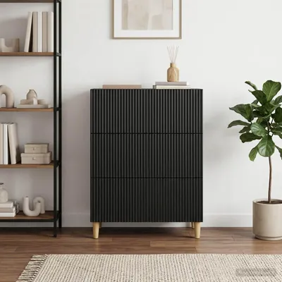 Zdjęcie produktu dla Komoda z szufladami vidaXL, czarna, 66 x 34,5 x 90 cm, materiał drewnopochodny