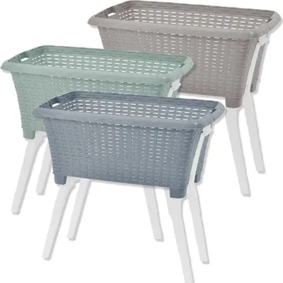 Produktbild von Centi Wäschekorb mit Beinen, Flechtoptik 60 x 40 x 58 cm mit Beine pastellfarben