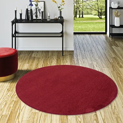 Produktbild von Hochflor Velours Teppich Mona Weinrot Rund, Größe:400 cm Rund