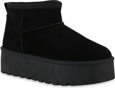 Produktbild von VAN HILL Damen Warm Gefüttert Winter Boots Stiefeletten Profil-Sohle Schuhe 841471, Farbe: Schwarz, Größe: 37