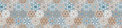 Produktbild von HUBDECO Selbstklebende Küchentapete Fototapete mit mattem Laminat überzogen auf Fliesen, Plexiglas, Möbel, Schränke, Spiegel Mandala-Fliesen 260 x 60 cm