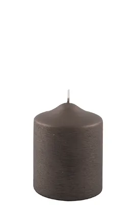 Produktbild von Fink CANDLE, gebürstet metallic Stumpenkerze, Paraffin, gebürstet, mocca, L. 8 cm, B. 8 cm, H. 10 cm, D. 8 cm 172010