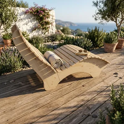 Produktbild von Holzliege Wellenliege Waldsofa Relaxliege Gartenliege "Ruhe-Vroni" (Fichte) Breite 90cm Himmelsliege
