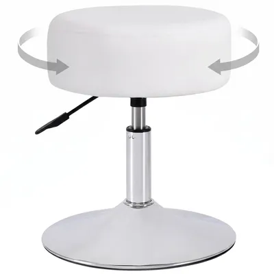 Image de Duhome Tabouret pivotant Tabouret de maquillage Tabouret avec rembourrage Réglable en hauteur Pivotant en similicuir, blanc