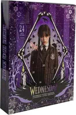 A Wednesday Advent Calendar with a portrait of Wednesday Addams on the front.