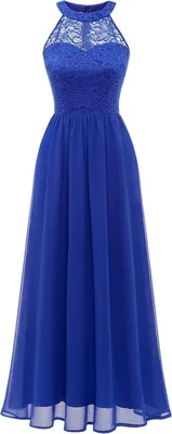 Produktbild von Langes Cocktailkleid mit Träger aus Chiffon und Spitze, geeignet für Hochzeiten und Festlichkeiten