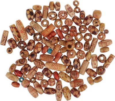 Produktbild von Set mit 100 Haarperlen, Holz, Braun