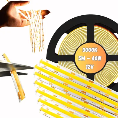 Obrázok produktu pre LED pásik COB 12V 5M 40W rolky NEON pásik teplá linka 800lm/m 8W/m silný