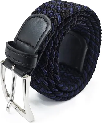 Produktbild von Glamexx24 Uni Elastischer Stoffgürtel Geflochtener Stretchgürtel Dehnbarer Gürtel für Damen und Herren, Schwarz-blau, 115cm-Farbe: Schwarz-Blau -Größe: 115