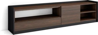 Produktbild von TV-Schrank, Lowboard, 207x37x50cm, Für TV-Geräte bis zu 80", Fernsehtisch, Dunkler Eiche und Schwarz