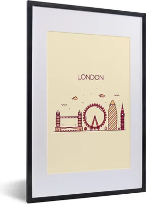 Produktbild von MuchoWow® MuchoWow® Gerahmtes Poster England - London - Skyline 40x60 cm - Poster mit zchwarzem Bilderrahmen - Poster in Rahmen