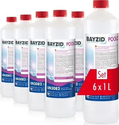 Produktbild von 6x1 L BAYZID® Poolclear Trübungsbeseitigung für Pool-Filter mit Kartuschen & Filterballs