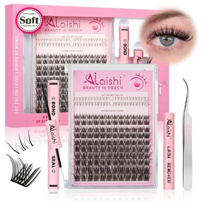 Productafbeelding van Manga wimperset, 144 stuks. Anime cluster wimpers, 5-16 mm, D-vorm. Inclusief lijm, afsluitmiddel, pincet