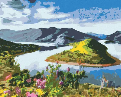 Image de Zuty - Peinture par numéros - MEANDRES DE LA RIVIÈRE, 40 x 50 cm, sans cadre et sans toile tendue