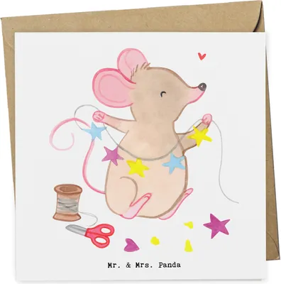 Produktbild von Mr. & Mrs. Panda Glückwunschkarte Maus Basteln - Weiß - Geschenk, Kreatives, Klappkarte, DIY, faltkarte, anlasskarte, Grußkarte, doppelkarte
