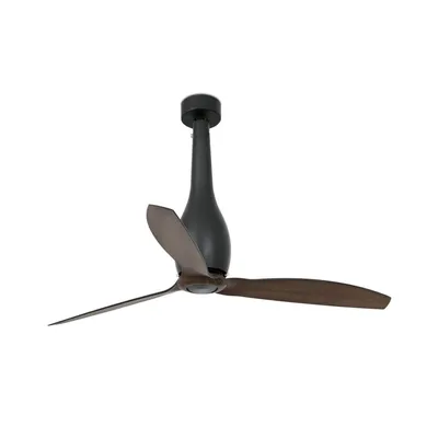 Image de Ventilateur de plafond à basse consommation avec télécommande Eterfan Noir mat / Noyer 128 cm