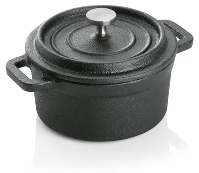 Zdjęcie produktu dla Kokilka z czarnego żeliwa ø 10 cm z pokrywką