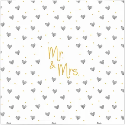 Produktbild von Papier-Servietten für Hochzeit Mr. & Mrs. Golddruck 33x33 cm 3-lagig, 20 Stück