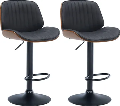 Produktbild von CLP 2er Set Barhocker Nova Kunstleder drehbar mit Höhenverstellung | Farbe walnuss/schwarz
