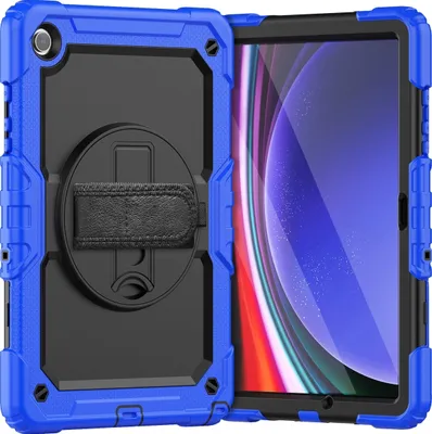 Produktbild von Mobigear SureGrip Xtreme  Samsung Galaxy Tab A9 Plus (2023) Hülle Kunststoff,Silikon Backcover + Schulterträger + Ständer - Blau