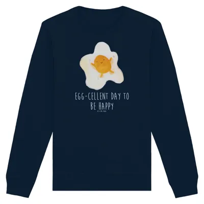 Produktbild von Mr. & Mrs. Panda Nachhaltiger Pullover Spiegelei Ei Größe L - French Navy - Geschenk, Liebe, Sweater, Bio Baumwoll, Rundhals Sweatshirt, Pulli, Lustige Sprüche, Schön