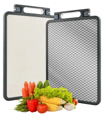 Zdjęcie produktu dla Solidchoice - Deska do krojenia 2 w 1, dwustronna, ze stali nierdzewnej, 45 x 31 cm