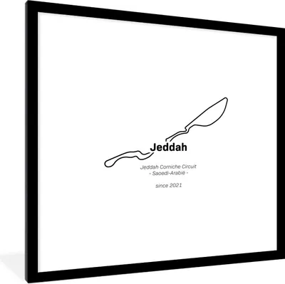 Produktbild von MuchoWow® Gerahmtes Poster Formel 1 - Jeddah - Rennstrecke 40x40 cm - Poster mit Schwarzem Bilderrahmen Wandposter Rahmen Foto Bilder - Poster - Plakat im Rahmen