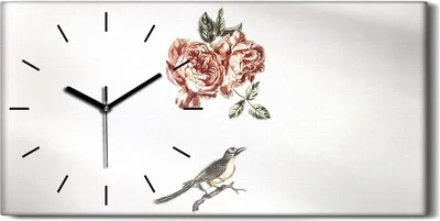 Produktbild von Dekor Leinwand Uhr Wandbilder Geräuschlos 60x30 Gemälde Tier Vogel Blumen Kunst - schwarze Hände
