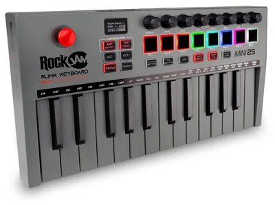Immagine prodotto di RockJam Go 25 tasti USB e tastiera MIDI Bluetooth con 8 drum pad retroilluminati e 8 manopole