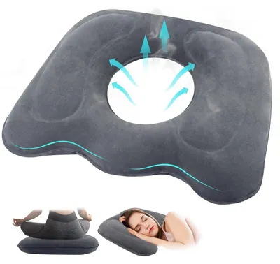 Produktbild von Orthopädisches Sitzkissen, aufblasbares ergonomisches Sitzkissen für langes Sitzen auf Bürostühlen, Anti-Hämorrhoiden-Kissen, Steißbeinkissen (grau)