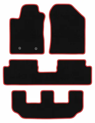 Productafbeelding van Velours automatten voor Toyota Corolla Verso II 2004-2009 – 4-delig, zwart/rood, op maat – Wielganizator CARLUX