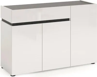 Produktbild von Dmora Schrank Bajardo 120x42x80h cm Hochglanz Weiß, eine Schublade, 2 Regale