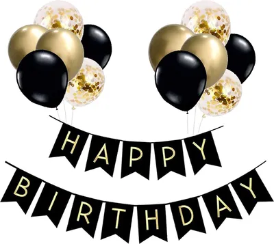 Produktbild von Schwarz-Gold-Geburtstagsdekorationsset, 30 Stück schwarz-goldene Happy Birthday-Luftballons mit Happy Birthday-Banner, Geburtstagsdekorationen für Männer, Frauen, Mädchen und Jungen