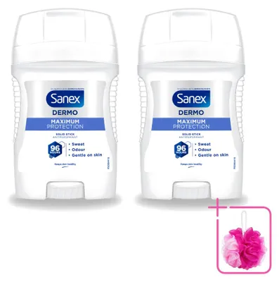 Image de 2 sticks de déodorant Sanex Maximum Protection, 50 ml chacun, lot de 2