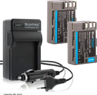 Produktbild von 2x Akku + Lader für Fuji NP-150 Fujifilm FinePix S5 Pro… 1600 mAh (7,2V)