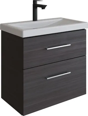 Produktbild von Planetmöbel Waschtischunterschrank 63cm Anthrazit mit Keramikwaschbecken
