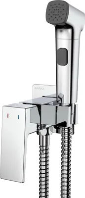 Obrázek produktu pro Avapax | Bidetová baterie – chrom – s hadicí a bidetovou ruční sprchou – geometrický design – odolná proti korozi