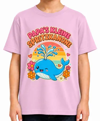 Imagen del producto de Camiseta para niños con el texto "El pequeño rociador de papá", "Bebé", "Papá", "Declaración", "Sarcasmo", "Lindo", color rosa, talla 128
