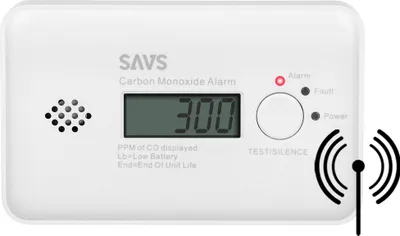 Produktbild von SAVS C10-W Drahtlos koppelbarer Kohlenmonoxidmelder - LinkSmart® - Optional WiFi - LCD-Display - CO Melder