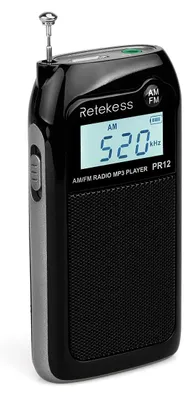 Immagine prodotto di Radio portatile FM AM - Display LCD - Batteria ricaricabile 500 mAh - Nero