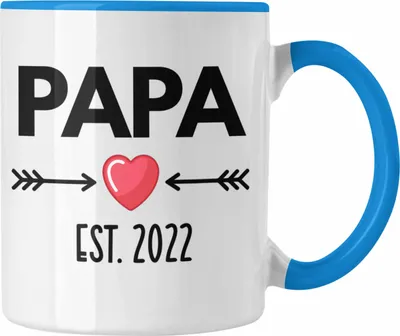Produktbild von Trendation - Papa 2022 Du Wirst Papa Geschenk Schwangerschaft Verkünden Vater Überraschung Baby Kaffeetasse (Blau)