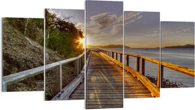 Produktbild von Bild auf Leinwand - Leinwandbild - Fußgängerbrücke Himmel Wasser - 160x85cm - Wand Bild - Wanddeko - Leinwanddruck - Bilder - Kunstdruck - Wanddekoration - Leinwand bilder - Wandkunst - EA160x85-0125