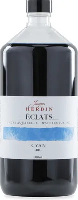 Produktbild von Jacques Herbin Aquarelltine Éclats, Flasche 1000ml - Cyanblau 19400T