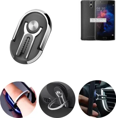 Produktbild von K-S-Trade 3in1 Smartphone-Ring Handy-Ring kompatibel mit Doogee BL7000 Fingerhalterung  Handyring Tischständer Lüftungsgitter-Halterung Tisch