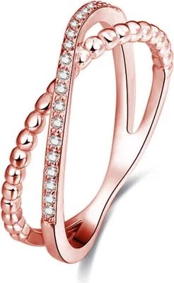 Immagine prodotto di Anello doppio in argento placcato oro rosa AGG195, 50 mm