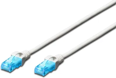 Produktbild von DIGITUS Patchkabel RJ45 U/UTP Cat5e 3.00m weiß Hebelschutz Polybeutel